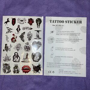 2 Sheets of Edgy Temporary Tattoos – Adult Alternative Style